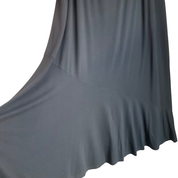 Any Wear Catherines 1X Maxi Skirt Black Asymmetrical Pull On Flowy Minimalist - Picture 2 of 9